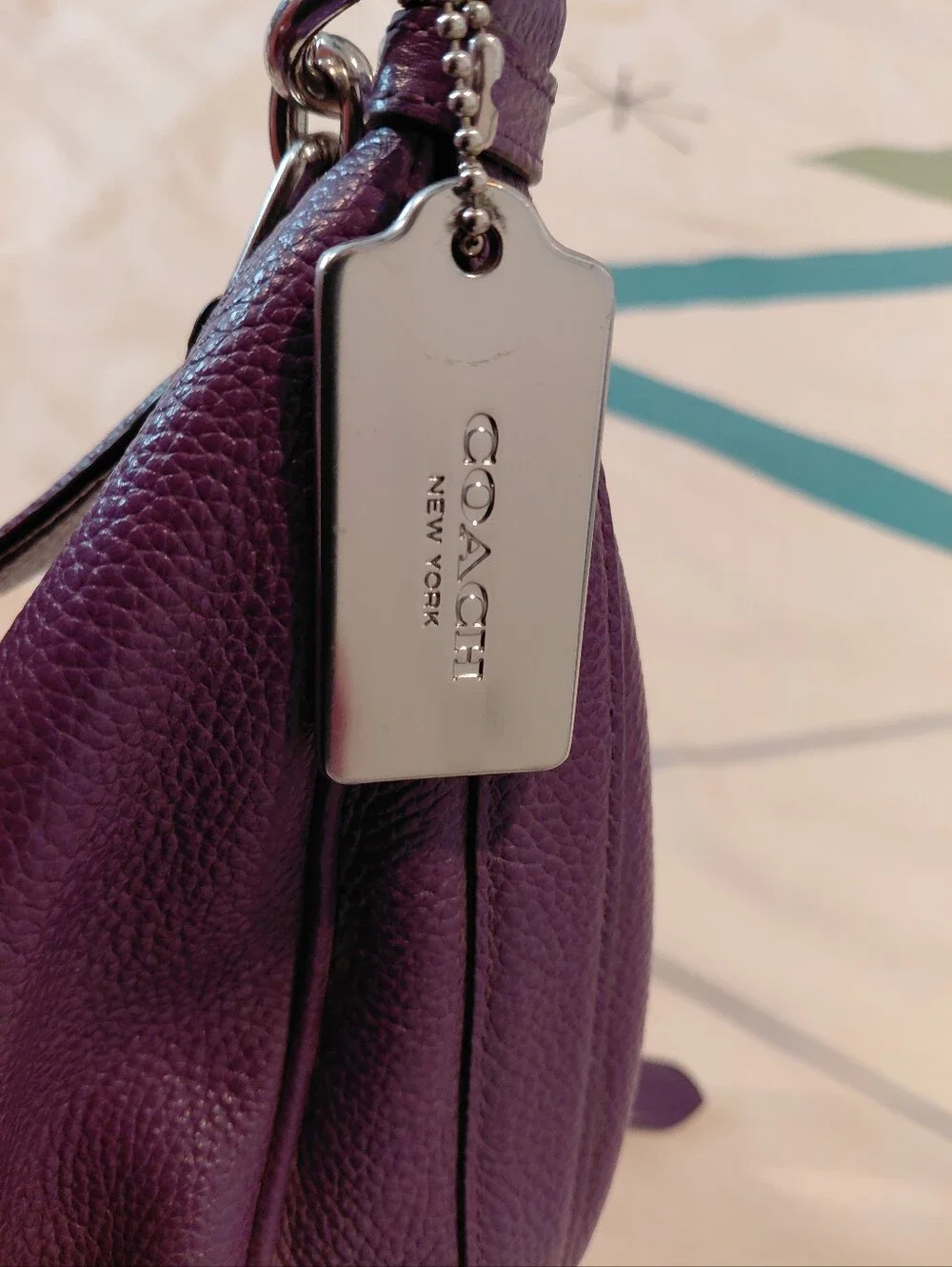 COACH  Slouch hobo In Purple Pebble Leather